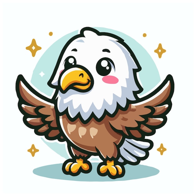 cute eagle cartoon vector on white background