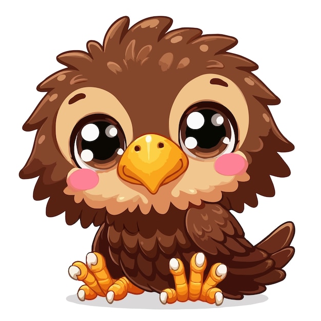 cute eagle cartoon vector on white background