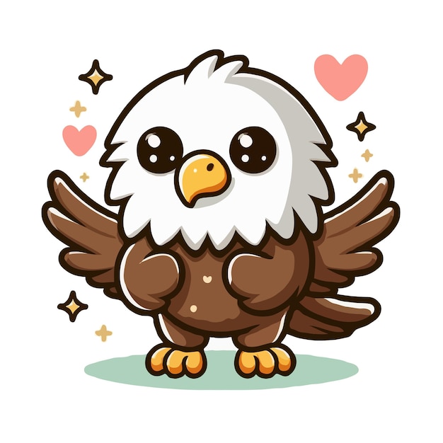 Vector cute eagle cartoon vector on white background