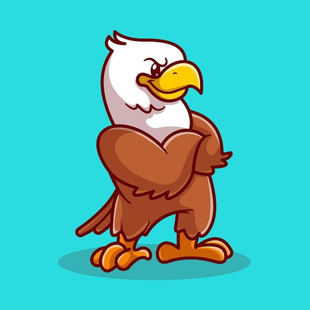 Vector cute eagle folding arms cartoon vector icon illustration animal nature icon concept isolated flat