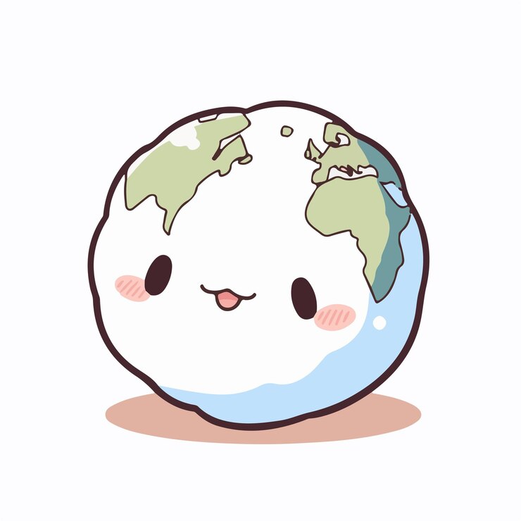 Vector a cute earth cartoon character with a face that says'save the earth '