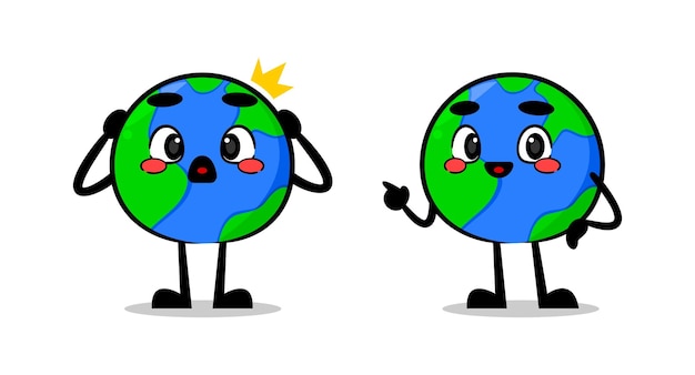 Vector cute earth mascot cute vector mascot illustration