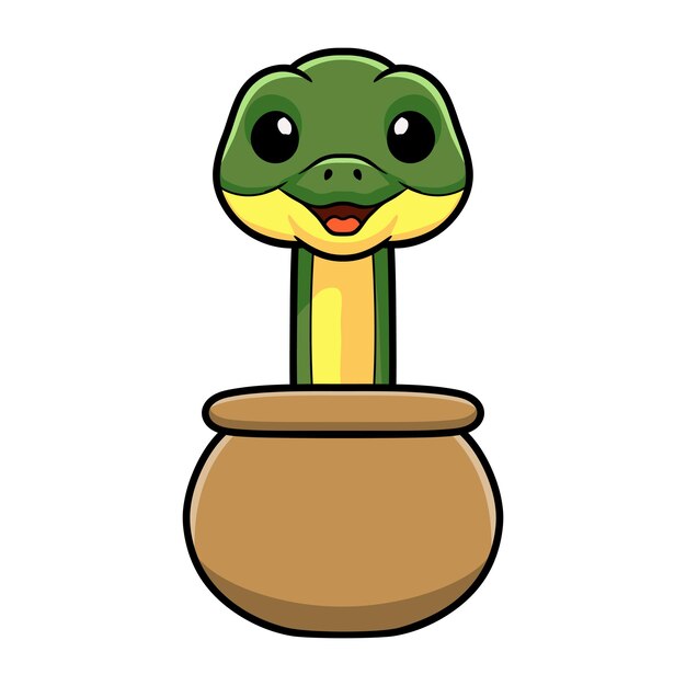 Vector cute easten racer snake cartoon inside the pot