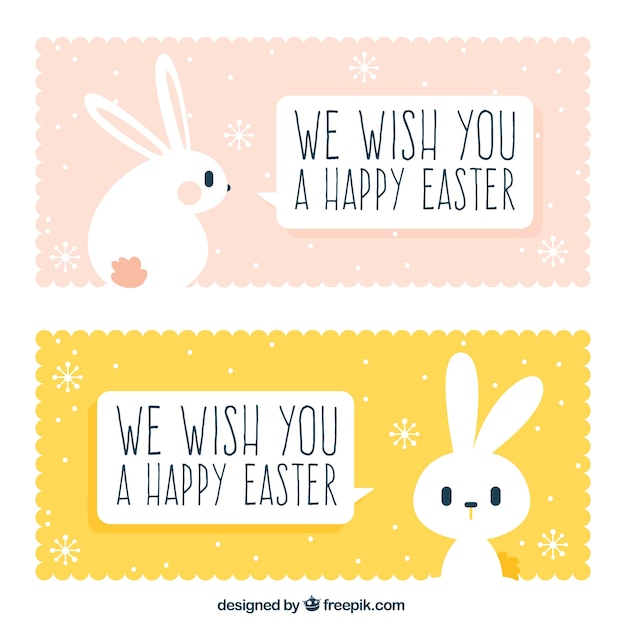 Vector cute easter banners with rabbit