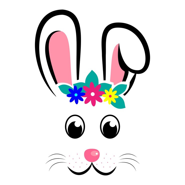 Cute Easter Bunny Bunny face Vector illustration
