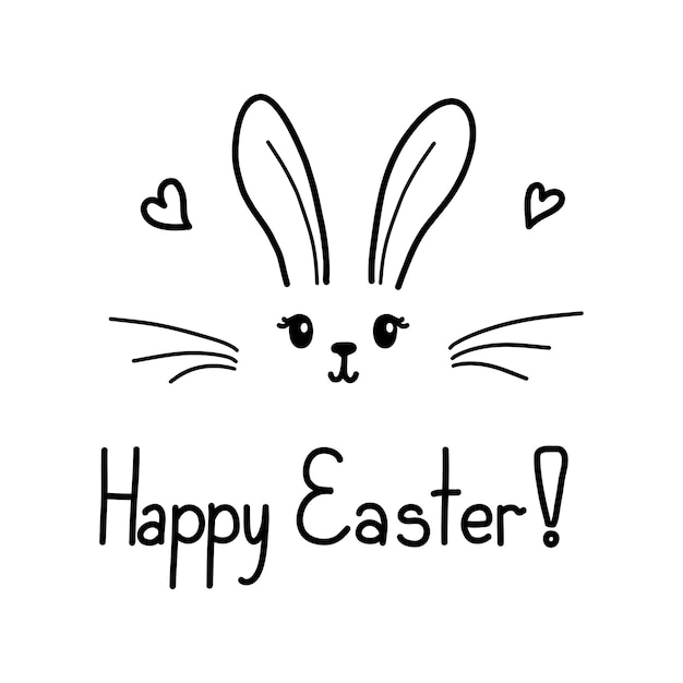 Cute Easter bunny vector illustration hand drawn kids rabbit Greeting card Happy Easter