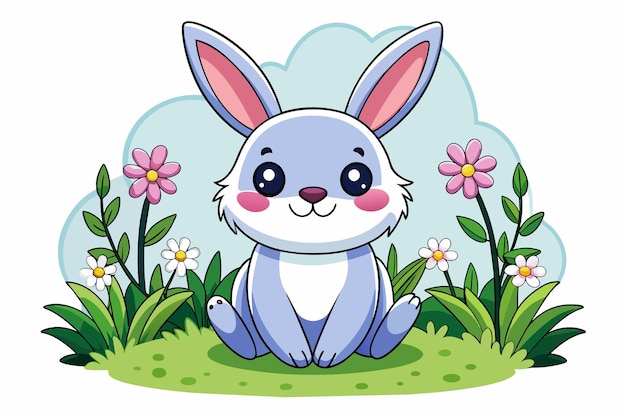 Vector a cute easter bunny in vector style flower