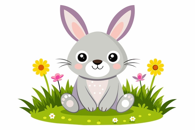 A cute easter bunny in vector style flower