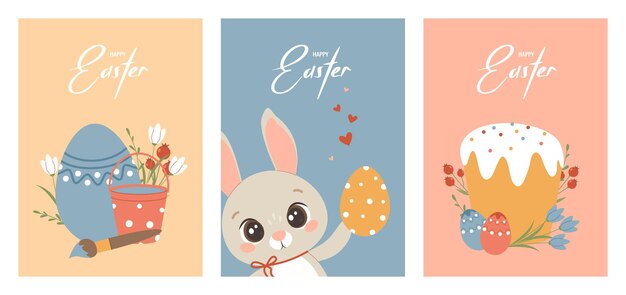 Cute Easter cards set For poster stickers card