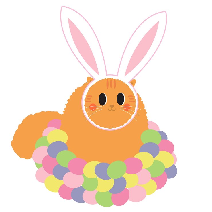 Vector cute easter cat illustration