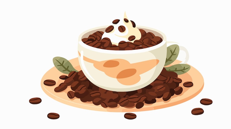 Vector cute easter coffee bean with curd easter icon