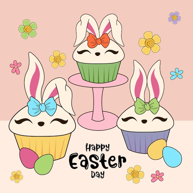 Cute easter cupcake vector