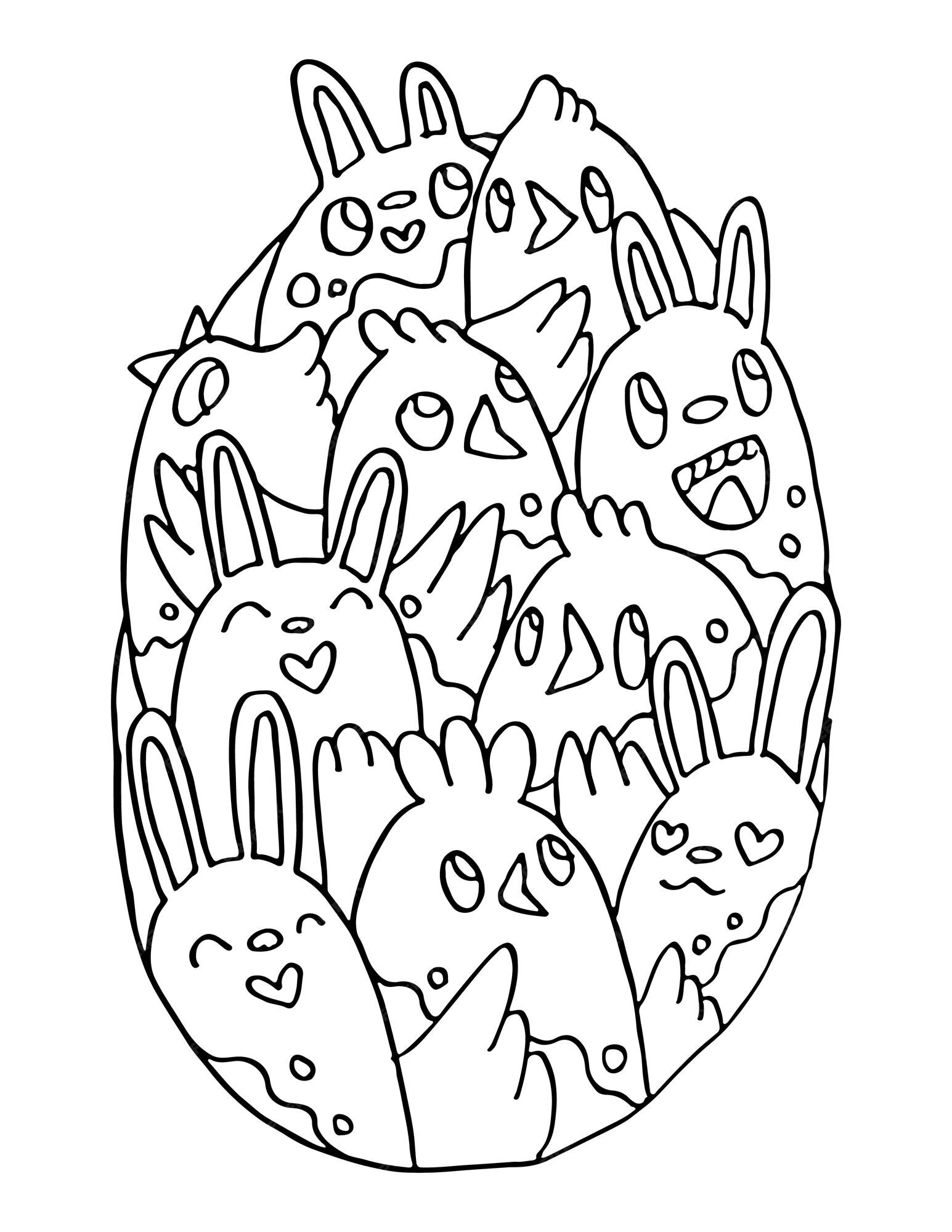 Premium Vector | Cute Easter Doodle Coloring Page
