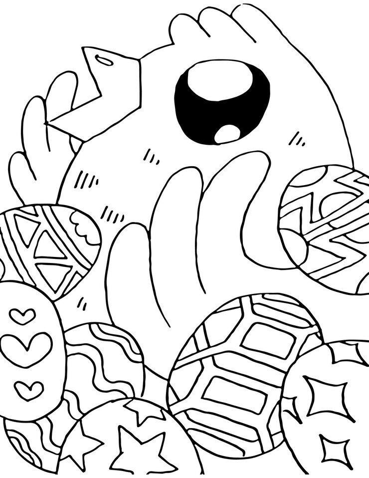 Premium Vector | Cute Easter Doodle Coloring Page