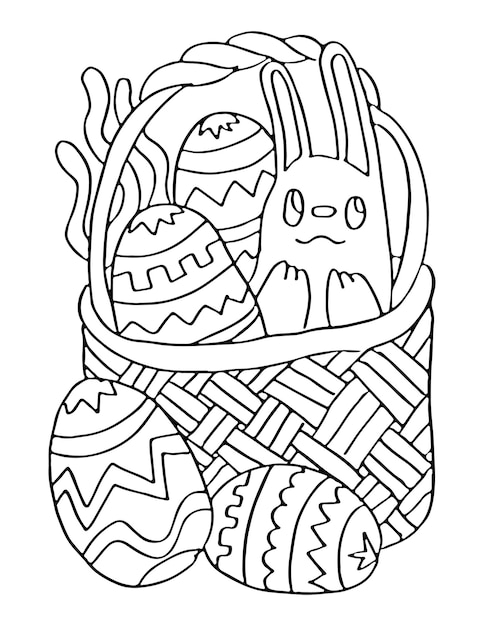 Vector cute easter doodle coloring page