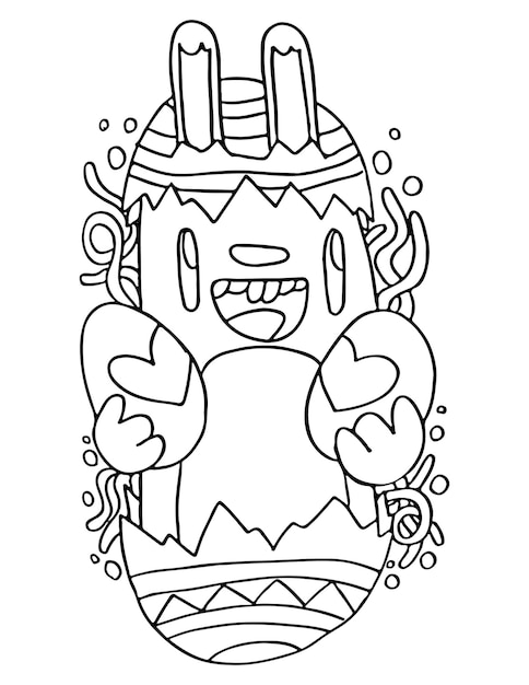 Vector cute easter doodle coloring page