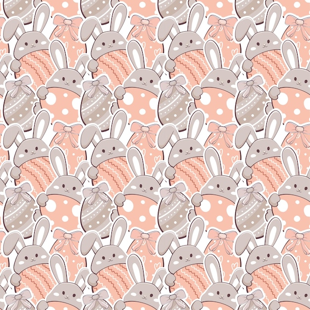 Cute easter egg and bunny seamless pattern pastel color