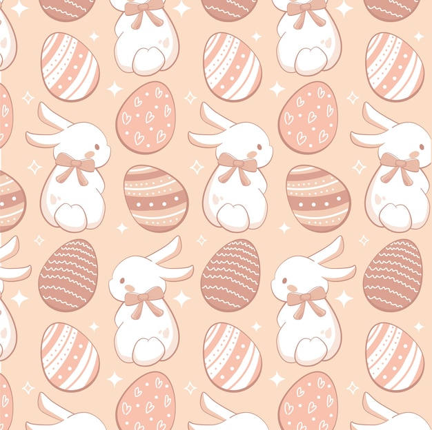 Cute easter egg and bunny seamless pattern pastel color