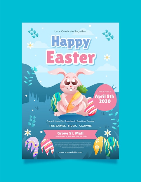 cute easter eggs hunt bunny poster