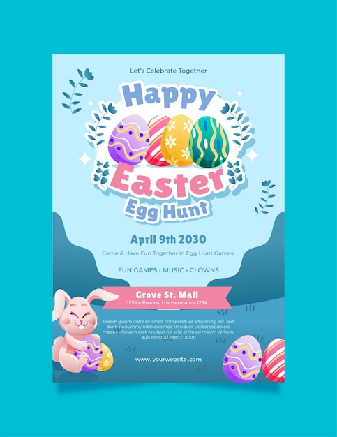 Cute Easter Eggs Hunt Bunny Poster