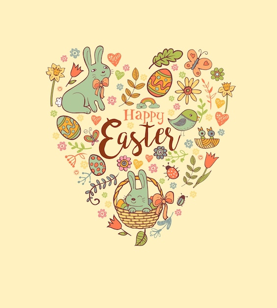 Vector cute easter festive banner