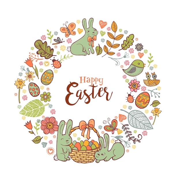 Vector cute easter festive frame