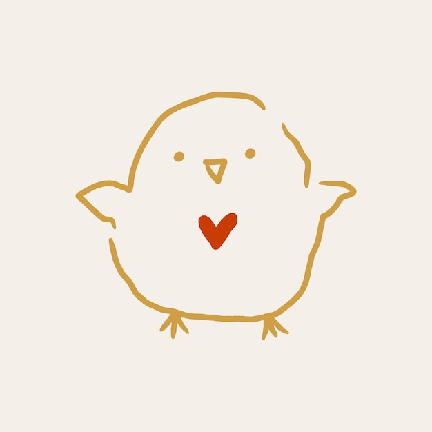 Cute Easter friendly baby chicken bird spring illustration in kawaii style