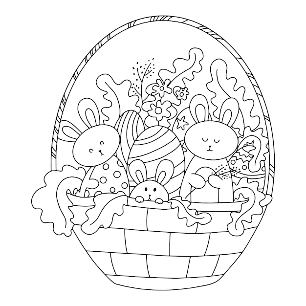 cute easter greeting card coloring book coloring page vector