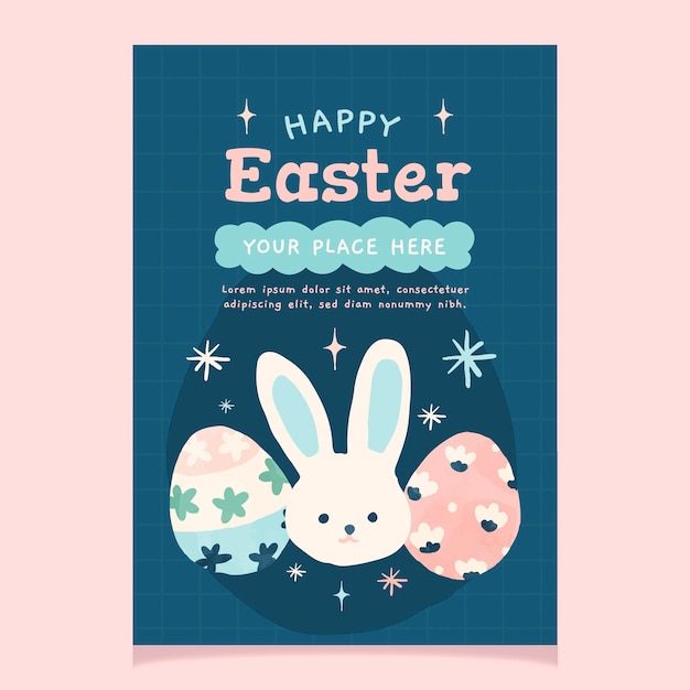 Vector cute easter poster flyer templates in watercolor style