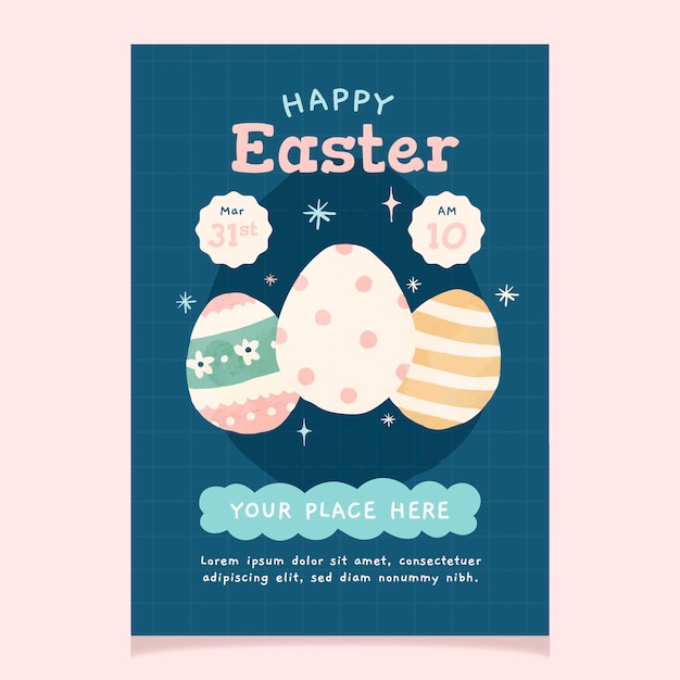 Vector cute easter poster flyer templates in watercolor style