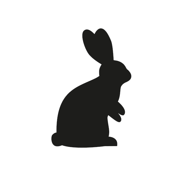 Cute Easter Rabbits Silhouette Black Bunny wild Hare Set isolated on white Baby party greeting card Vinyl decal pet sticker Tattoo design animal farm logo Vector Flat style zoo icon