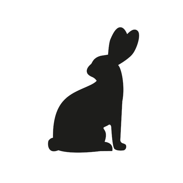 Cute Easter Rabbits Silhouette Black Bunny wild Hare Set isolated on white Baby party greeting card Vinyl decal pet sticker Tattoo design animal farm logo Vector Flat style zoo icon