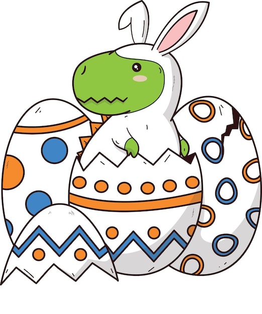 Vector cute easter trex trex hatching clipart