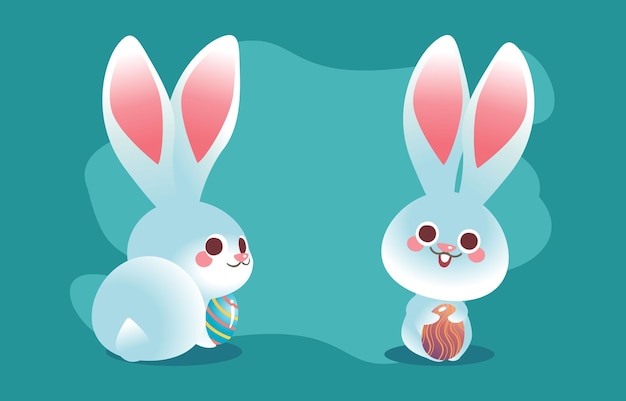 Cute Easter White Bunny Rabbit Character