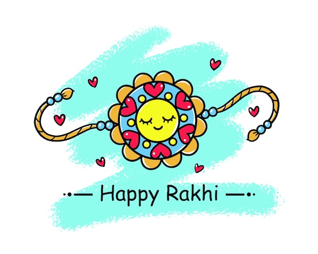 Vector cute easy drawings happy raksha bhandan card design 2