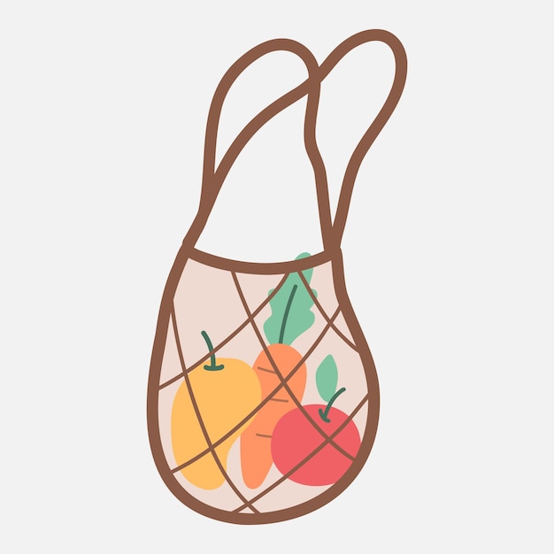 Vector cute eco net bag illustration