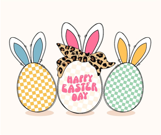 Cute egg and bunny ears vector