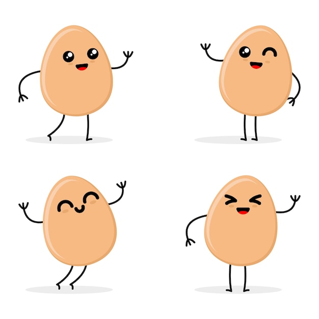 Cute egg cartoon vector illustration set