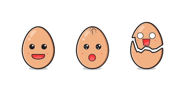 Cute egg character set cartoon icon illustration. design isolated flat cartoon style