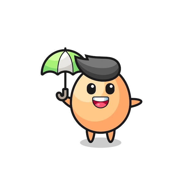 Cute egg illustration holding an umbrella  cute style design for t shirt sticker logo element