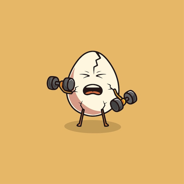 Cute egg workout cartoon icon illustration