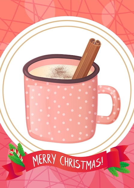 Симпатичный гоголь-моголь с шоколадным порошком и рождественской открыткой с корицей