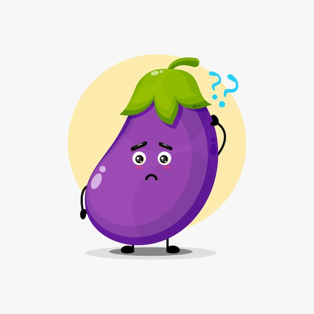 Cute eggplant character confused