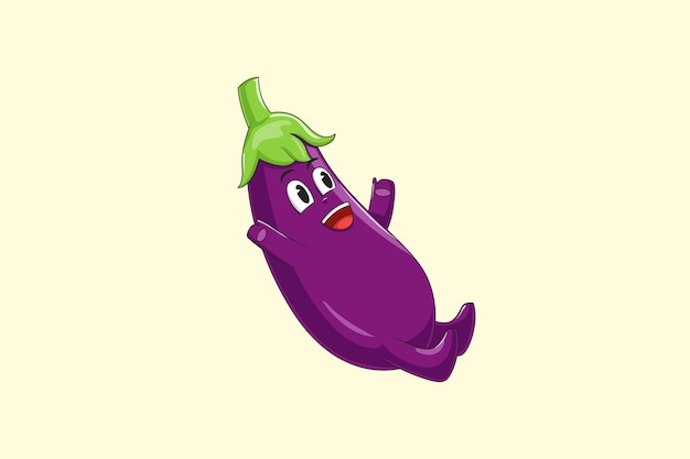 Cute Eggplant Character Design Illustration