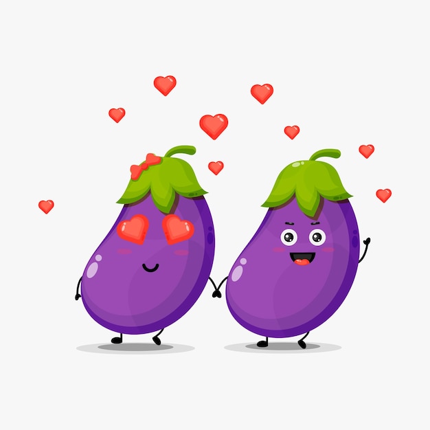 Cute eggplant fall in love