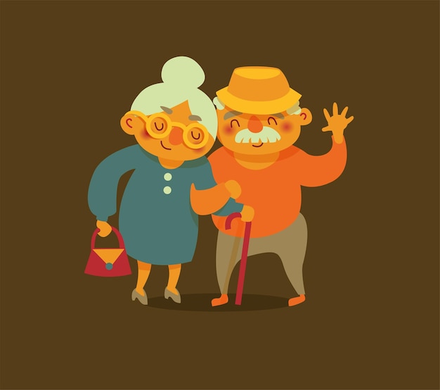 Cute elderly couple grandparents