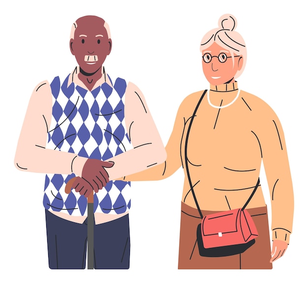 Vector cute eldery couple isolated