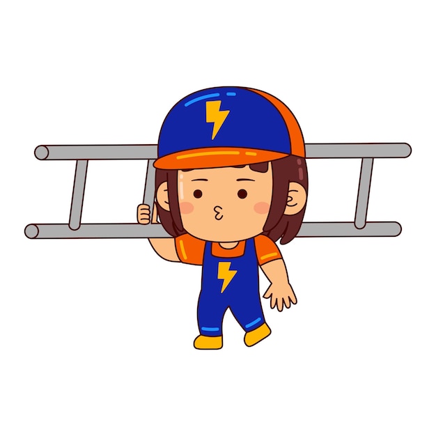 cute electrician girl cartoon character