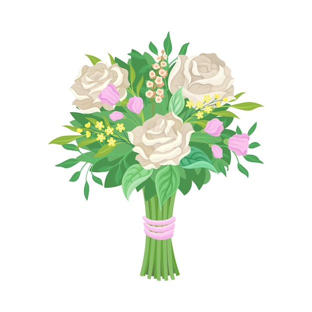 Vector cute and elegant wedding bouquet vector illustration decorative element for marriage celebration