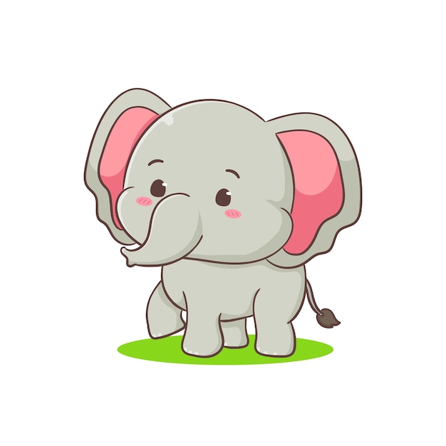 Cute elephant cartoon character Adorable animal concept flat design Isolated white background